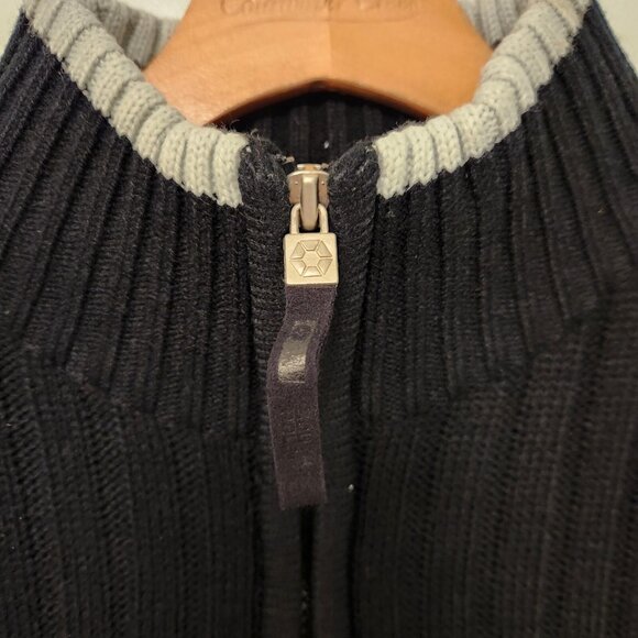 Vintage Southpole Sweater 1/4 Zip Rib Knit Ski Mens XL Black White Gray - Picture 9 of 12